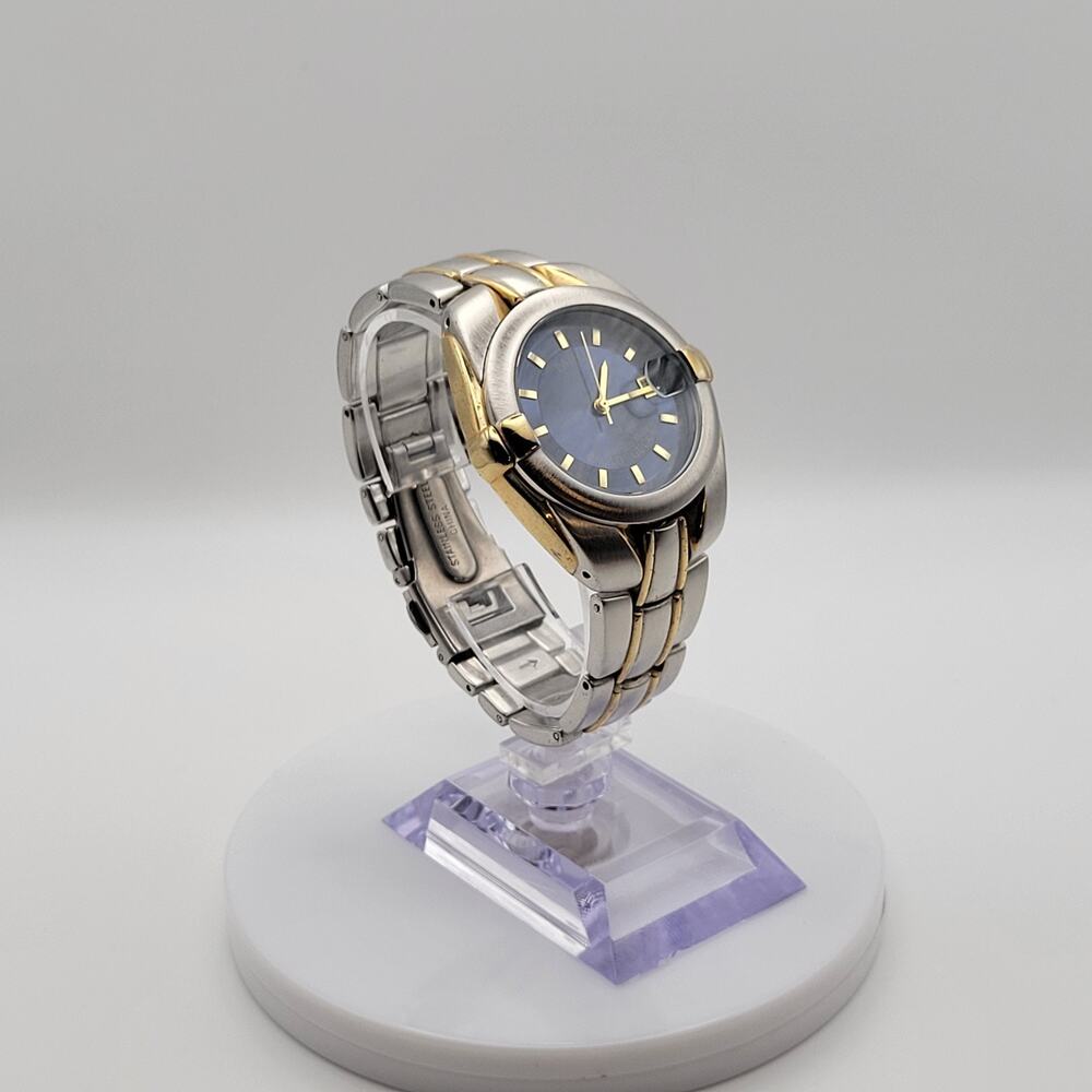 Paolo Gucci PG501TU Two Tone Blue Dial Watch Cyclops Date Factory Caseback Film